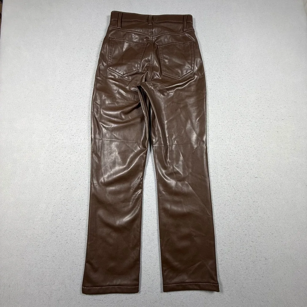 Abercrombie & Fitch Brown Faux Leather Curve Love 90s Straight High Rise Pant 00